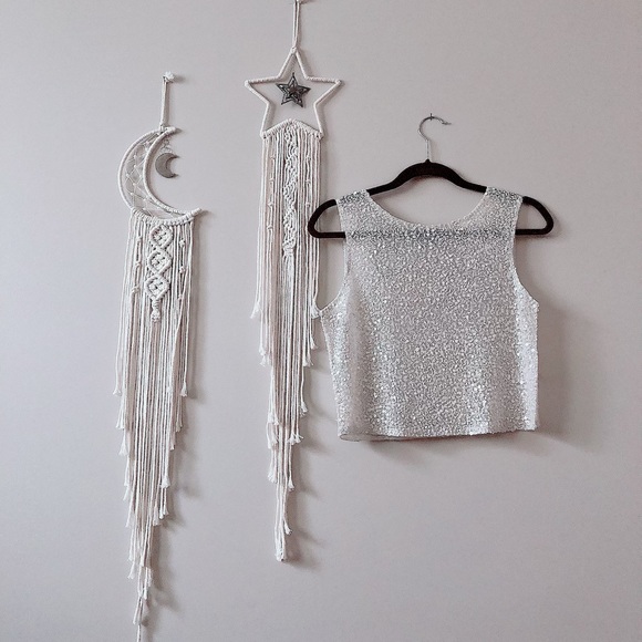 Topshop Tops - TOPSHOP SEQUINED CROP TOP